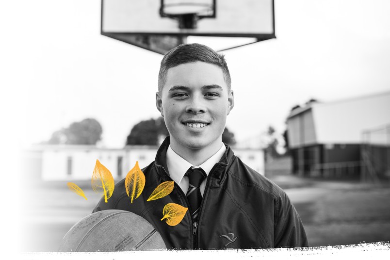 High School boy with basketball