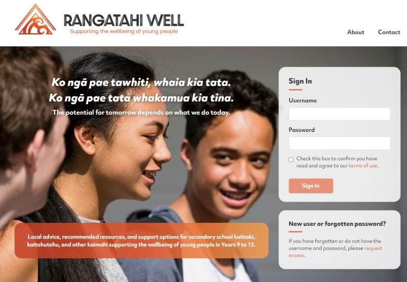 Rangatahi Well home page
